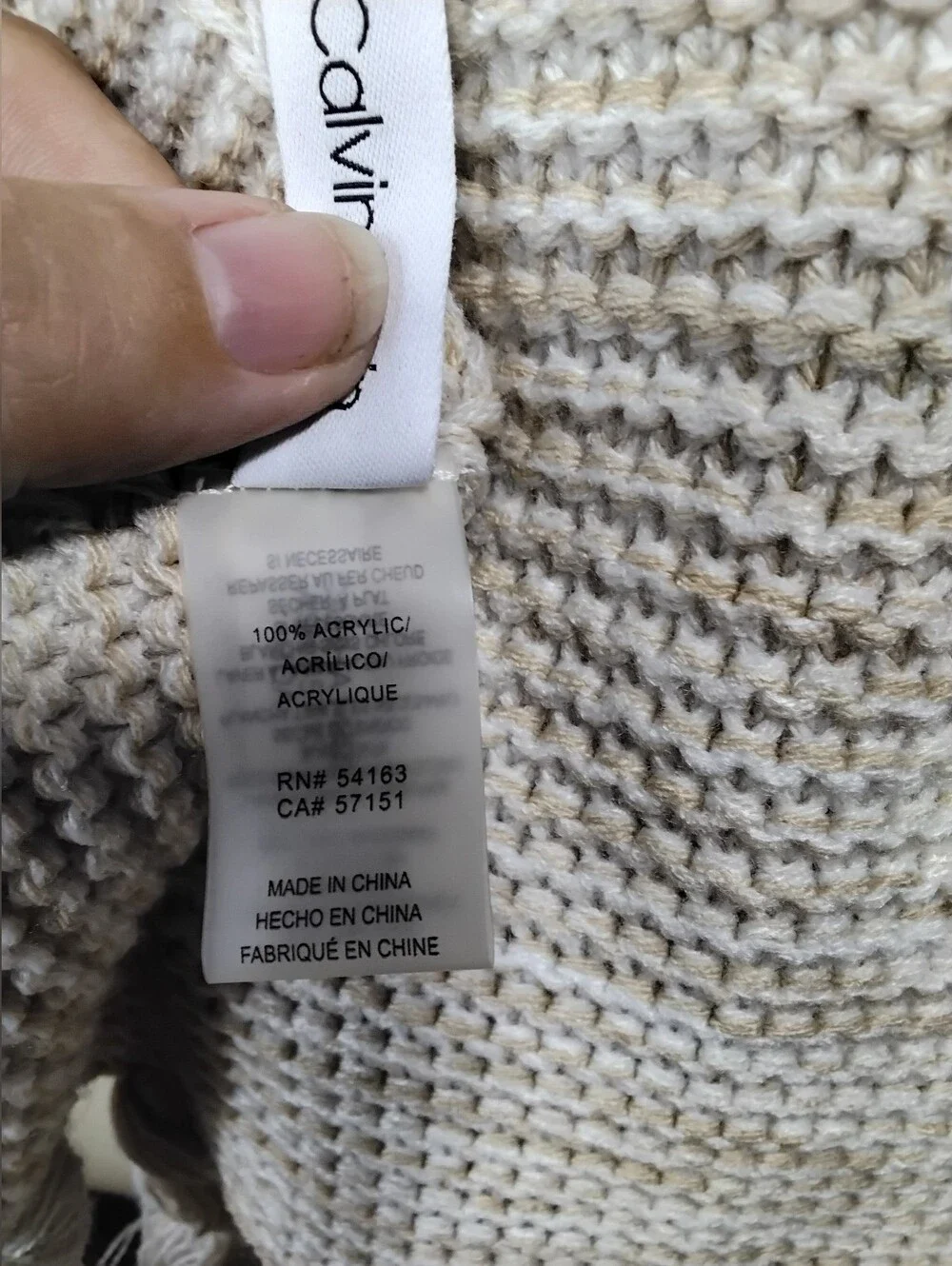 Calvin Klein Yellow, Tan & Cream Knit Tassel Scarf - One Size Fits All